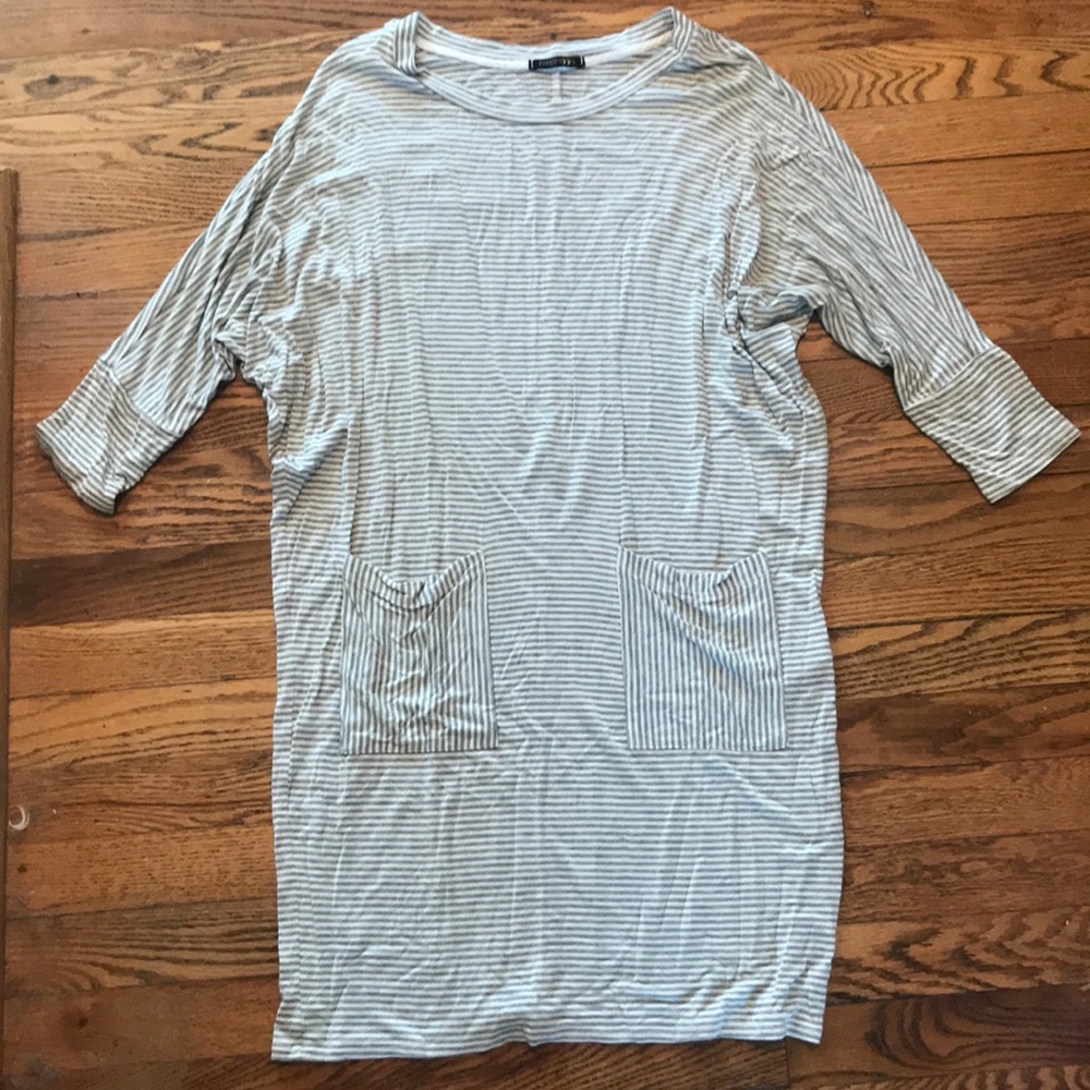 Grey and white striped dress